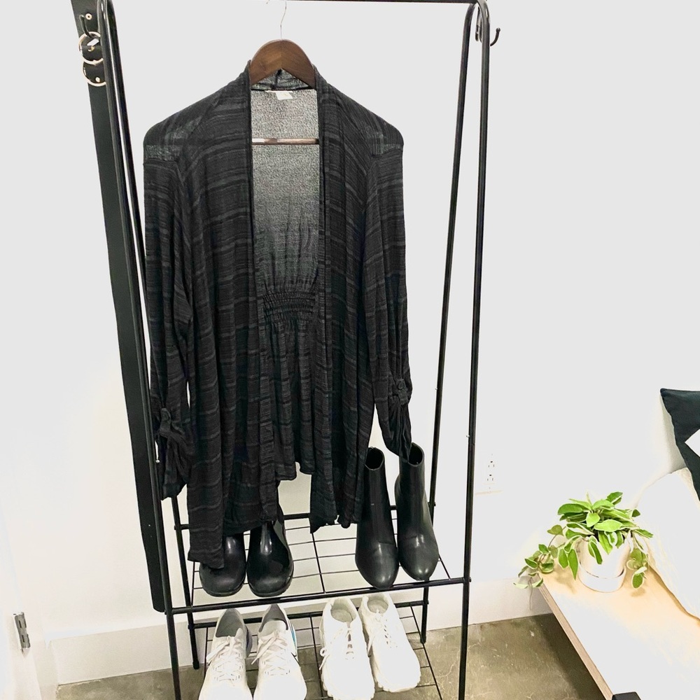 Grey Striped Maternity Cardigan